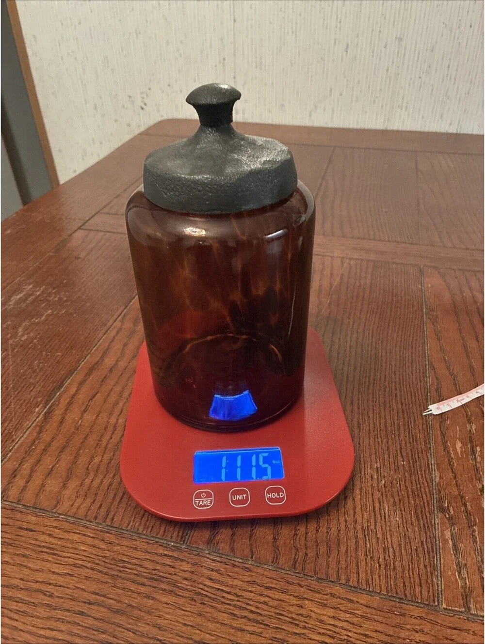 Tortoise Shell Apothecary Jar Glass Canister Metal Lid